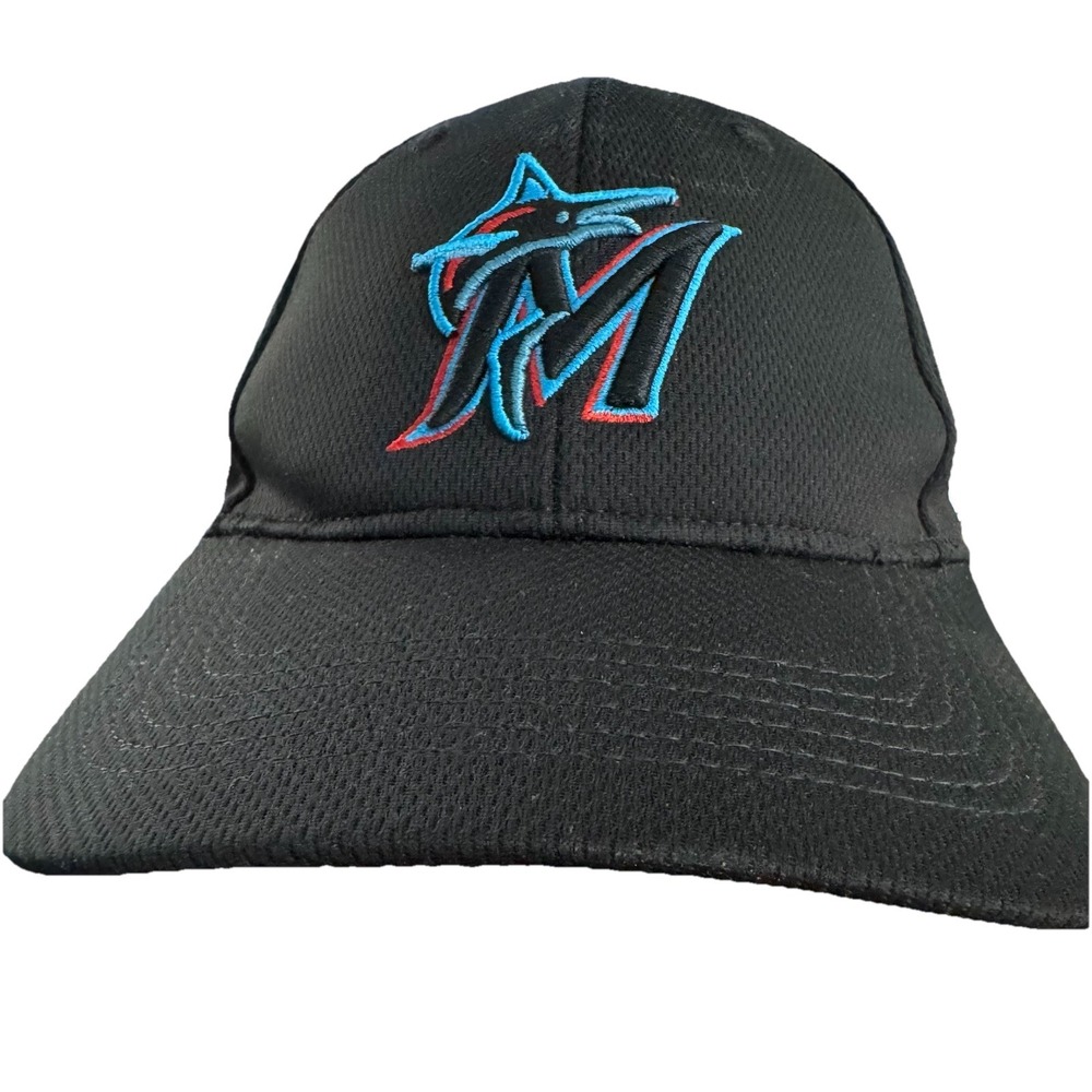 Miami Marlins MLB Baseball Hat OC Sports Black Mesh Adjustable Cap OSFM